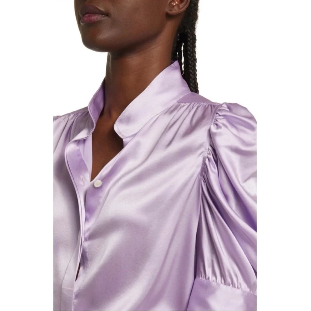 FRAME Gillian Stretch Silk Blouse in Lilac Size S - Picture 5 of 16
